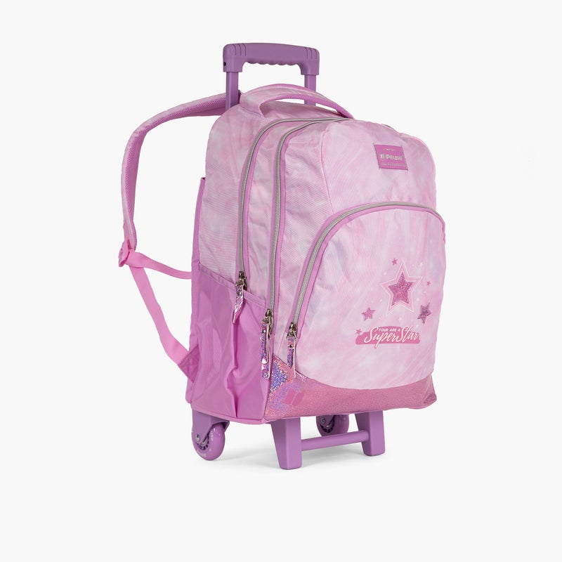 PAUSE Pink Star Embellished Trolley Bag for Girls - Image 2